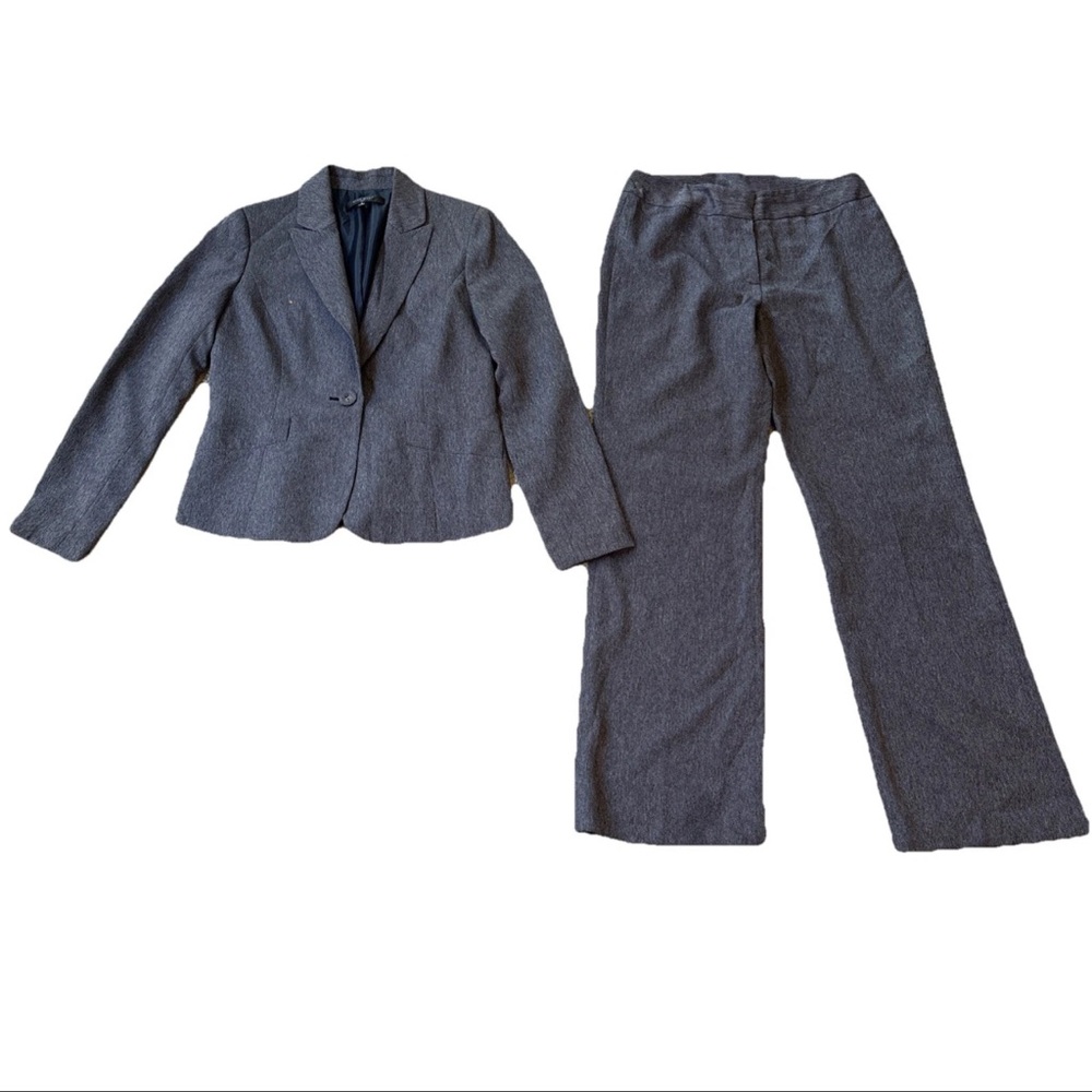 Nine West Womens Size 8 Gray Heathered Matching Pant Suit 2PC Classic Career VTG